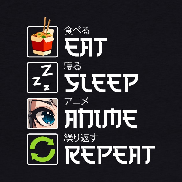 Eat Sleep Anime Repeat - anime lover gift idea birthday christmas kawaii chibi funny ramen sushi lover japanese gifts for men women girls kids by Fanboy04